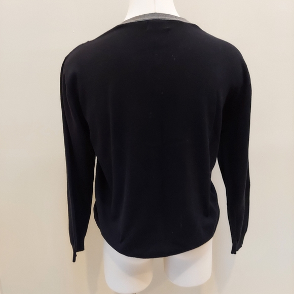 Men's retro cotton pullover Crewneck sweater. Black/White/Gray XXL - Picture 5 of 8